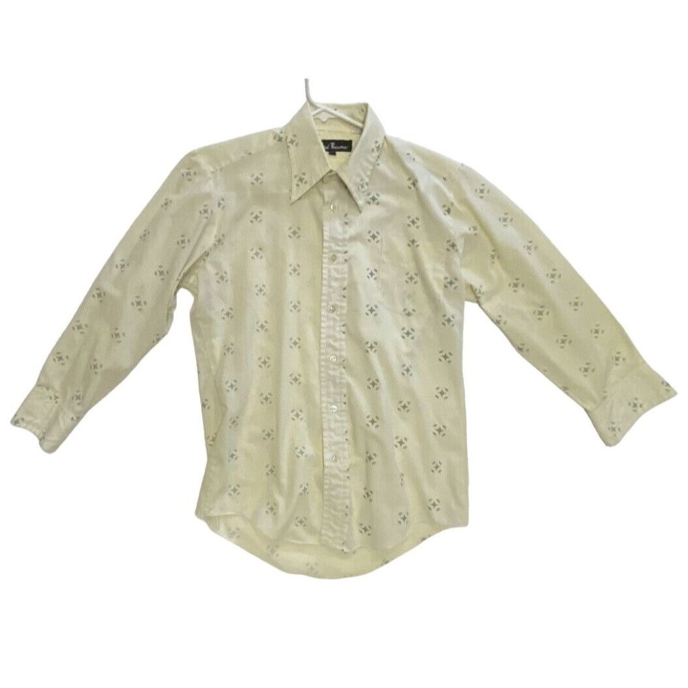 Bud Berma Vintage Men's Medium 16/32 Long Sleeve Button Front Shirt Light Yellow